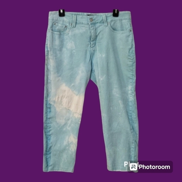 Nydj Bleached Cut-off Lift Tuck High Rise Denim Capri Pastel Jorts - Picture 1 of 12